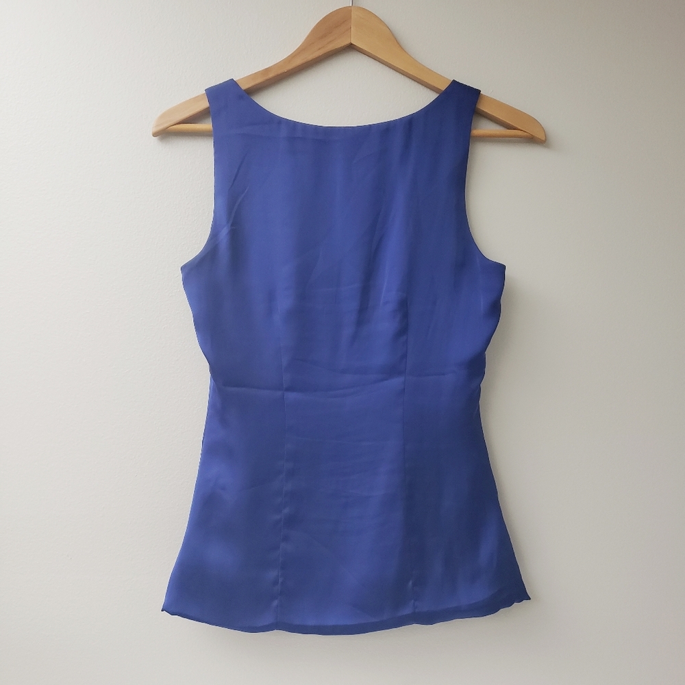 H & M Sleeveless Blue Blouse Size 4 Scoop Neck - Picture 4 of 6